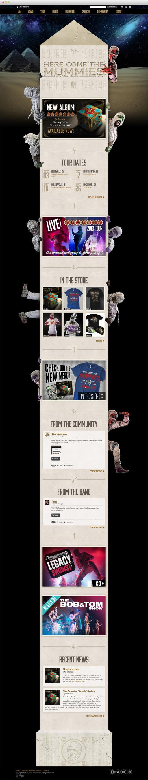 Here Come The Mummies - Homepage Screenshots