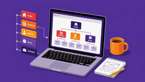 illustration of a sitemap on a laptop
