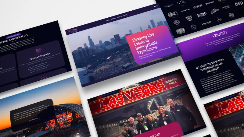 TheProductionCollective website screen examples