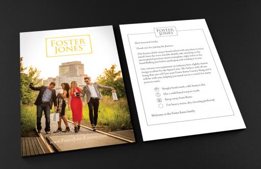 Printed product description cards FosterJonesLuxury.com Printed product cards