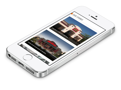 Responsive theme renders optimized display regardless of device. PrioritySign.com Drupal Website, mobile
