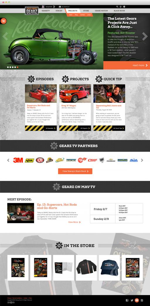 SteceyDavid.com homepage showcases featured projects, episodes, and partners SteceyDavid.com responsive drupal website design