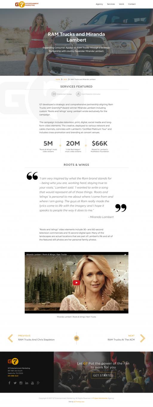 Case studies showcase results, testimonials, and media. G7marketing.com: Case Study - Miranda Lambert