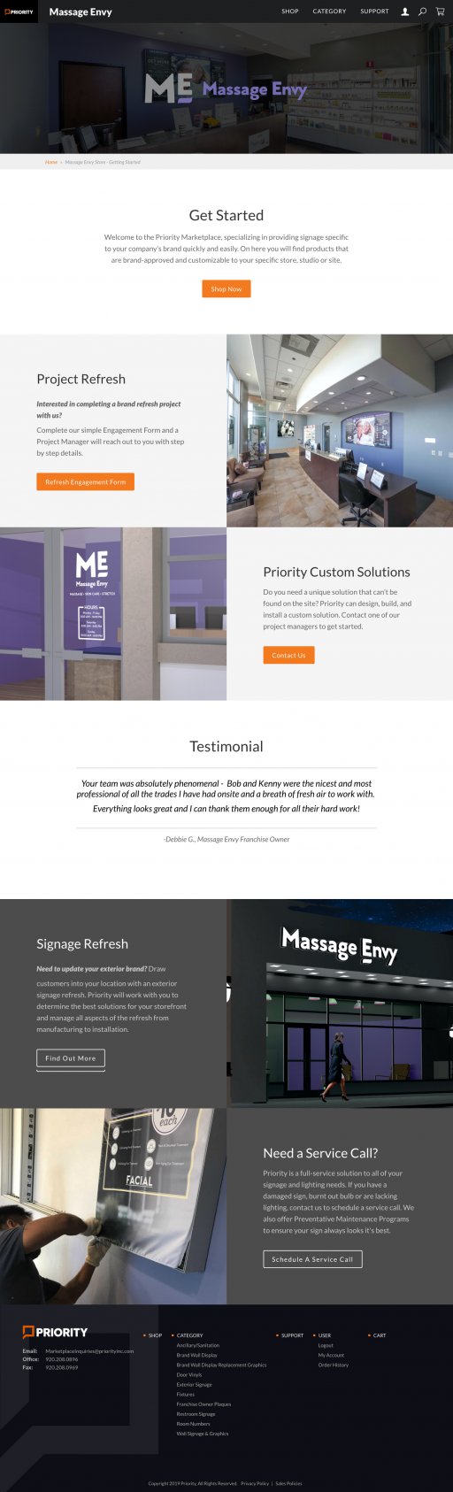 Priority Marketplace - Brand Welcome page