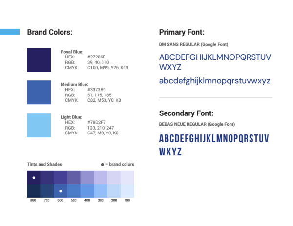 Establishing colors, shades, and fonts in a brand guide brand guide